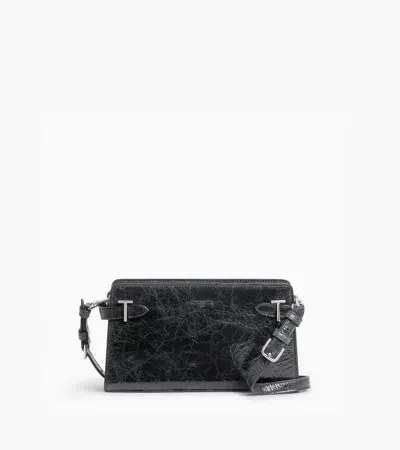 Le Tanneur Petit Sac Bandoulière Emilie En Cuir Froissé In Black