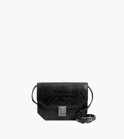 Le Tanneur Petit Sac Bandoulière Rose En Cuir Froissé In Black