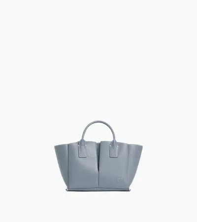 Le Tanneur Elena Small Tote Bag In Grained Leather In Blue