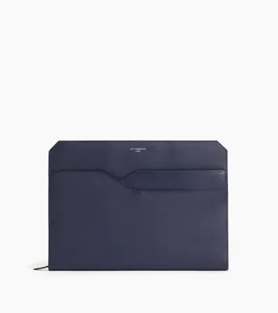 Le Tanneur Pochette Ordinateur Gaston En Cuir Grain Croisé In Blue