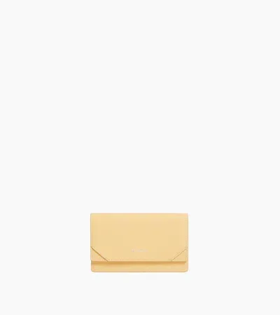 Le Tanneur Naya Flap Card Case In Cork Effect Leather In Yellow