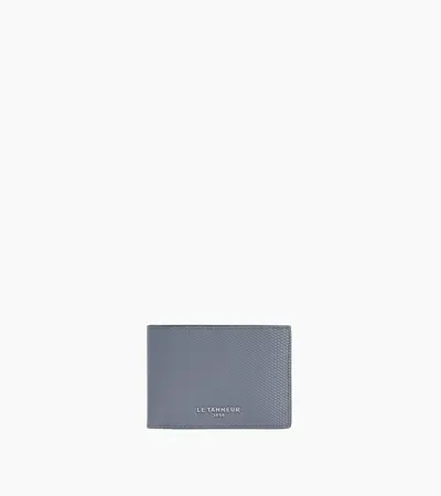 Le Tanneur Emile Two-fold Wallet With Flap Coin Pocket In Signature T Leather In Blue