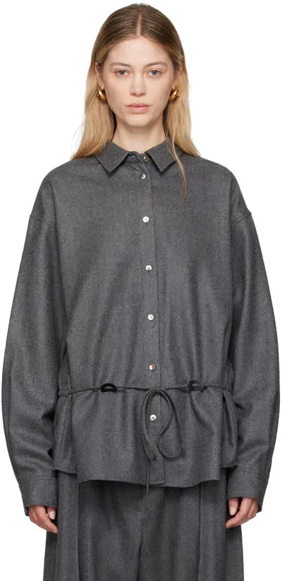 Le17septembre Gray Wool Drawstring Shirt