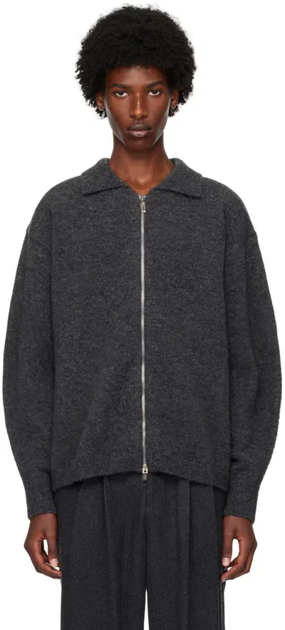 Le17septembre Gray Zip-up Cardigan In Charcoal