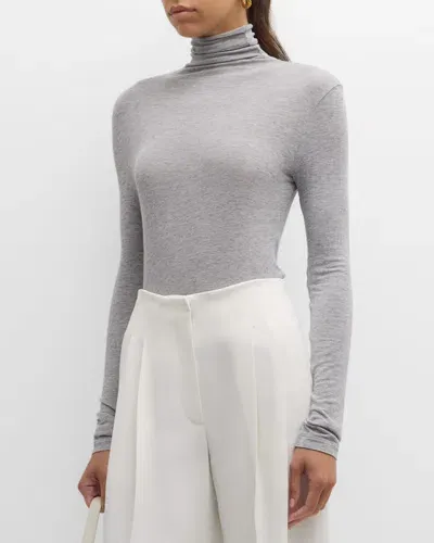 Le17septembre Sheer Wool Turtleneck Top In Gray