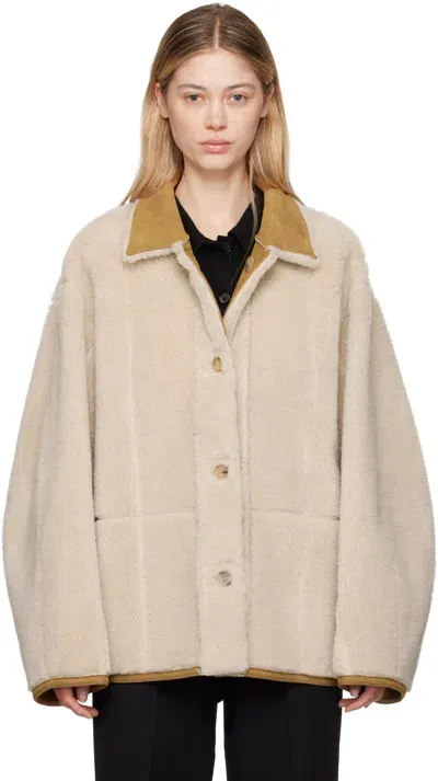 Le17septembre Tan Spread Collar Faux-shearling Jacket In Camel