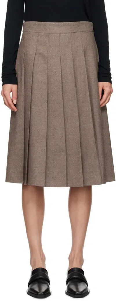 Le17septembre Taupe Pleated Midi Skirt