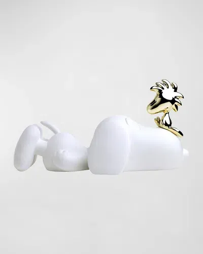 Leblon Delienne Snoopy And Woodstock Figurine - Glossy White & Chromed Gold