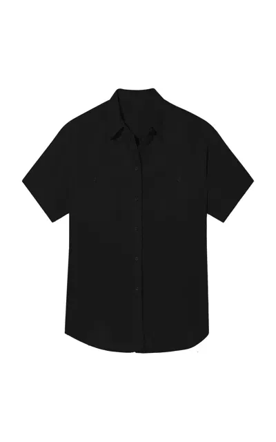 Left On Friday Day Trip Oversized Cupro Shirt In Black