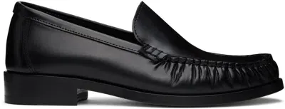 Legres Black Ruched Loafers In 1 Black