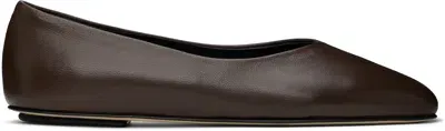 Legres Brown Nappa Leather Ballerina Flats In 2 Dark Brown