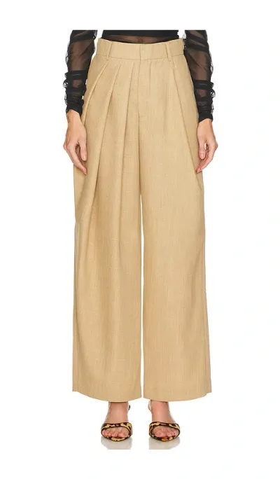 Leje Asymmetric Pleated Pants In Beige