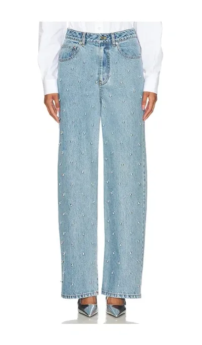 Leje Jeans Bubble Embroidered Straight Leg In Blue