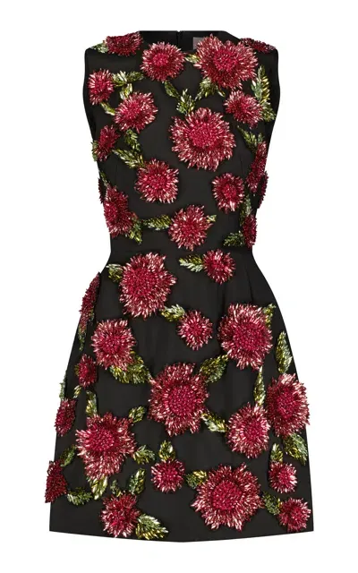 Lela Rose Embroidered Floral Sleeveless Mini Dress In Pink