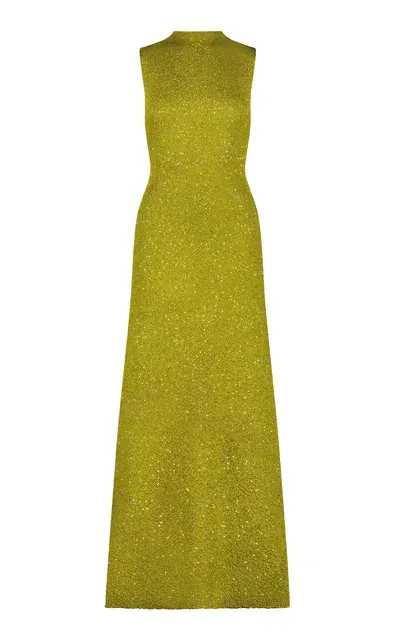 Lela Rose Sequin Knitted Gown In Green