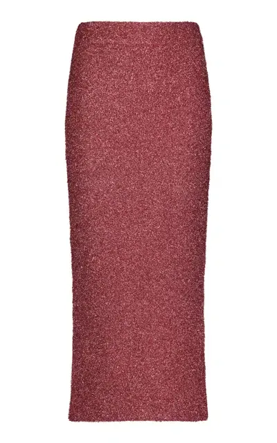 Lela Rose Tinsel Knitted Skirt In Pink