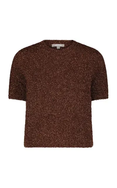 Lela Rose Tinsel Knitted T-shirt In Brown