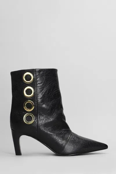 Lella Baldi High Heels Ankle Boots In Black Leather