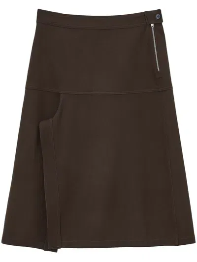 Lemaire Asymmetrical Wrapover Skirt In Kobicha Brown