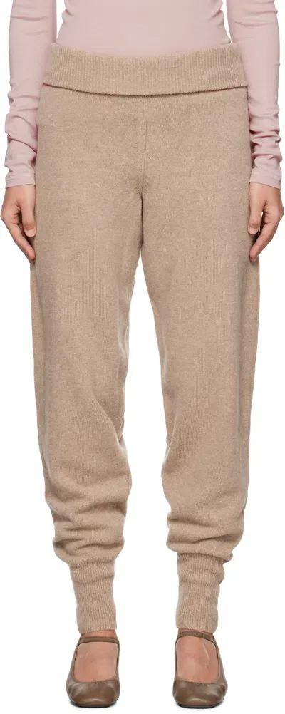 Lemaire Beige Soft Rib Lounge Pants In Br458 Latte