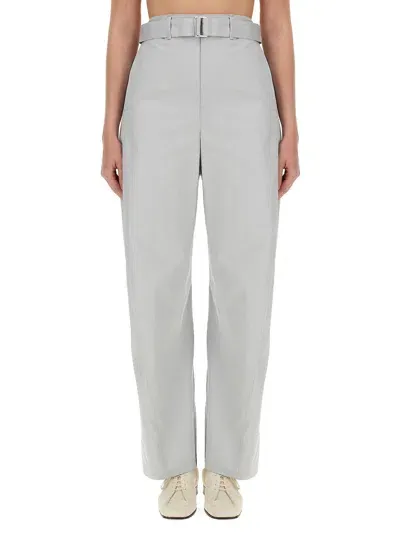 Lemaire Belted Cotton Palazzo Pants In Denim