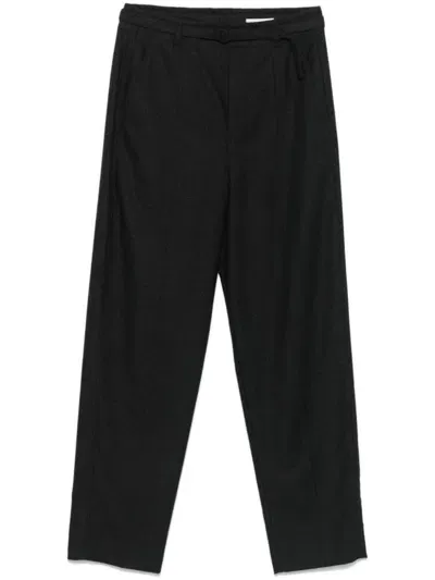 Lemaire Belted Tailored Trousers In Grey