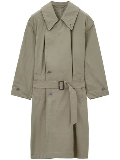 Lemaire Belted Trench Coat In Beige