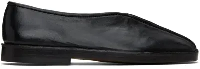 Lemaire Black Flat Piped Slippers In Bk999 Black