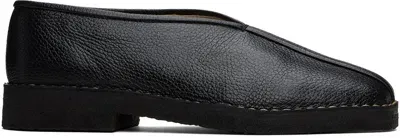 Lemaire Black Piped Crepe Slippers In Bk999 Black