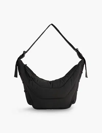 Lemaire Black Soft Game Medium Faille Shoulder Bag