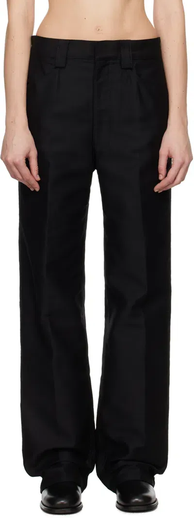 Lemaire Black Straight Trousers In Bk999 Black