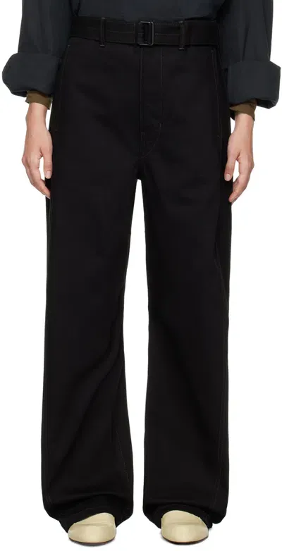 Lemaire Black Twisted Belt Jeans In Bk999 Black