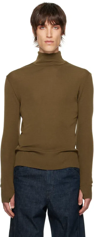 Lemaire Brown Seamless Turtle Neck Sweater In Br425 Havana