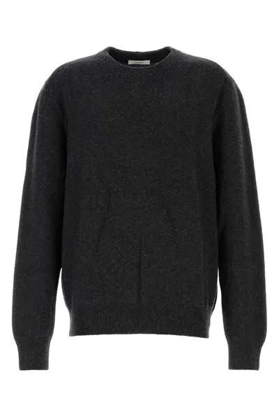 Lemaire Charcoal Wool Sweater In Grey