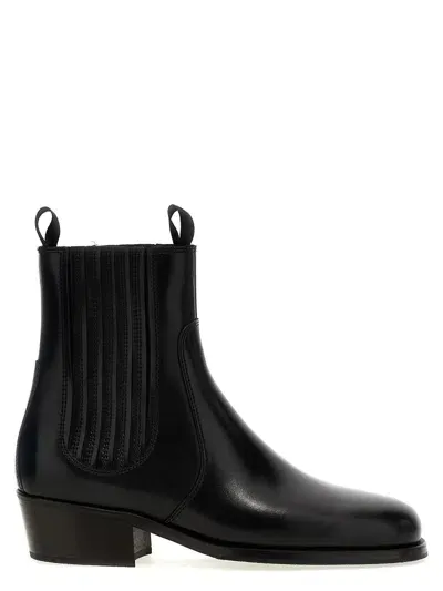 Lemaire Chelsea Leather Ankle Boots In Black