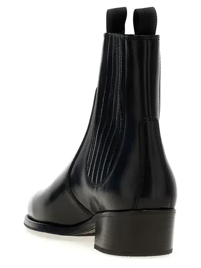 Lemaire Chelsea Leather Ankle Boots In Black