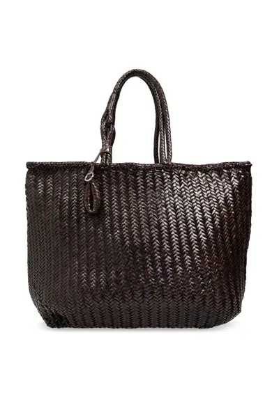 Lemaire Chevron Xl Tote Bag In Brown