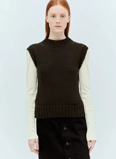 Lemaire Chunky Cotton Sleeveless Sweater In Brown