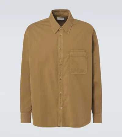 Lemaire Cotton Satin Shirt In Brown