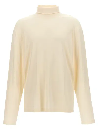 Lemaire Turtleneck Cotton Sweater Long Sleeves In White