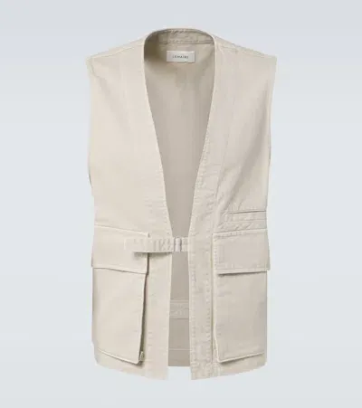 Lemaire Cotton Twill Vest In Neutrals