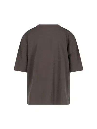 Lemaire Cropped T-shirt With Pocket In Brown