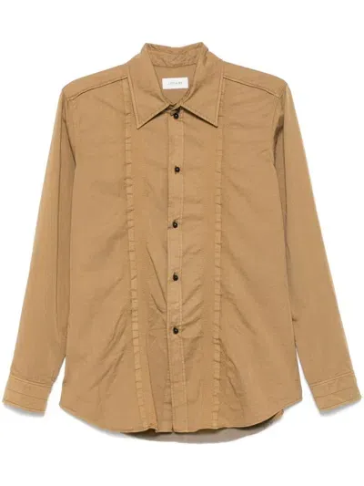 Lemaire Decorative-stitching Shirt In Beige