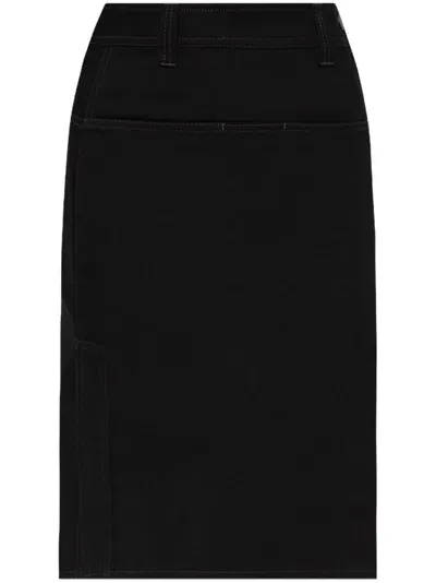 Lemaire Denim Midi Skirt In Black