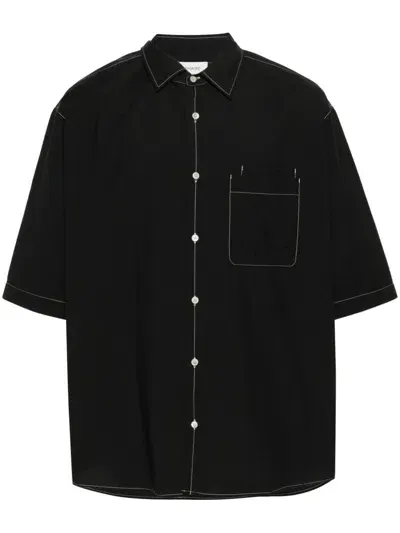 Lemaire Double Pocket Ss Shirt Men Black In Cotton