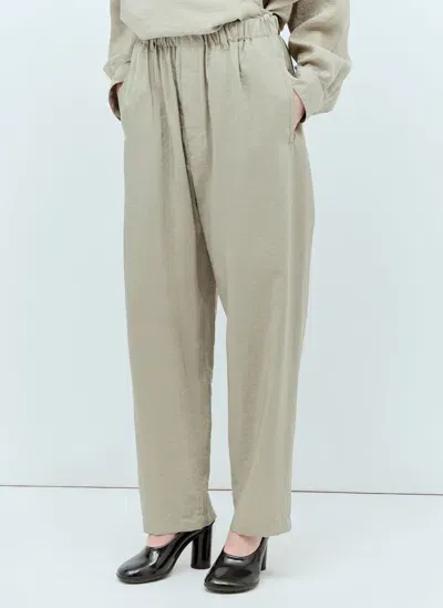 Lemaire Silk-blend Tapered Trousers In Cream