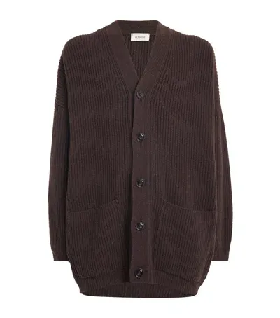 Lemaire Felted Cardigan In Brown