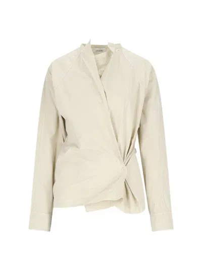 Lemaire Beige Twisted Shirt In Cream