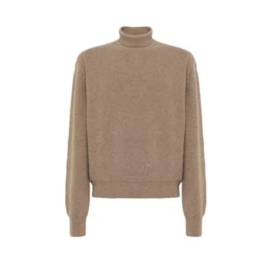 Lemaire High Neck Knitted Jumper In Beige