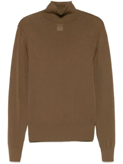 Lemaire High-neck Sweater In Brown